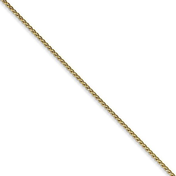 1mm 10k Yellow Gold Solid Diamond Cut Wheat Chain Necklace,...